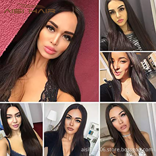 Aisi Hair Wholesale Cheap Vendor Silky Straight Lace Frontal Brown Synthetic Hair For Black Women Lace Front Wig